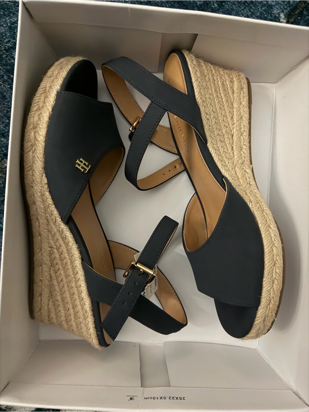 Tommy Hilfiger Navy Jute Espadrille Wedge Sandals